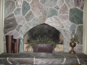 Our Schist Flagstone Fireplace