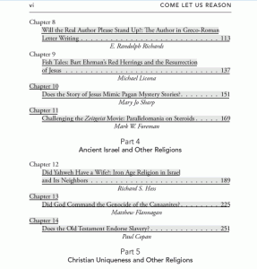 Click to View the Table of Contents of Come Let us Reason
